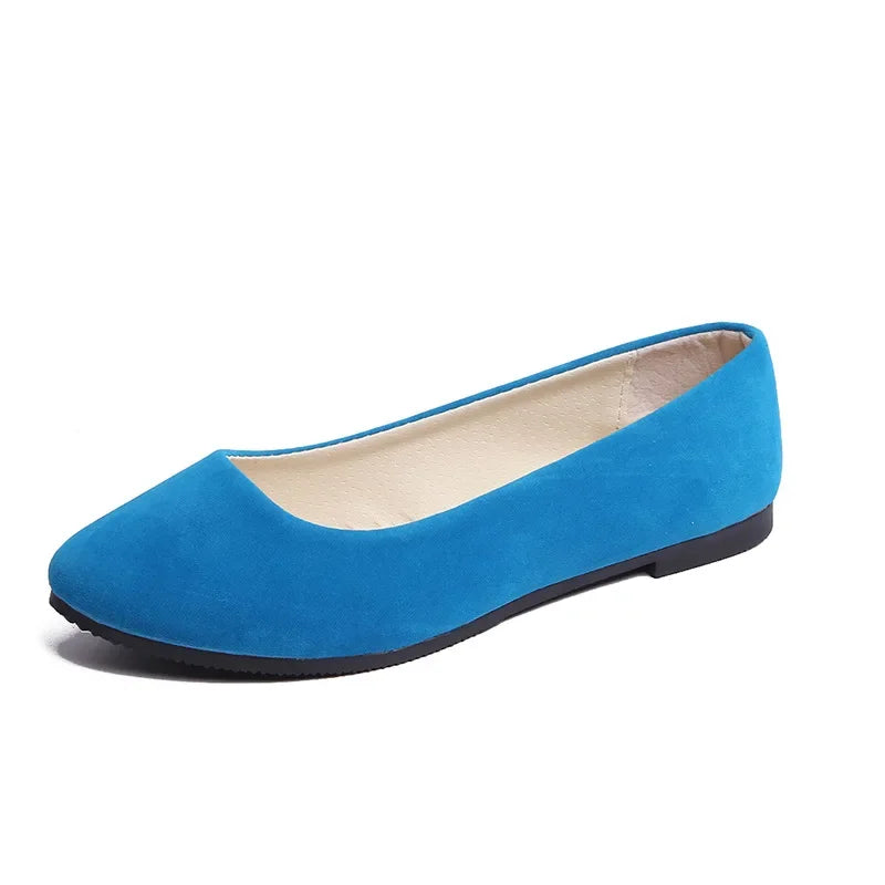 Chaussures plates en faux daim pour femmes, style mocassins noirs - 539