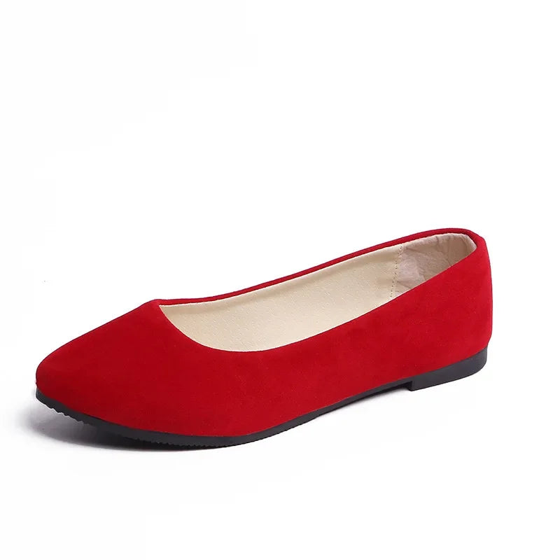 Chaussures plates en faux daim pour femmes, style mocassins noirs - 539