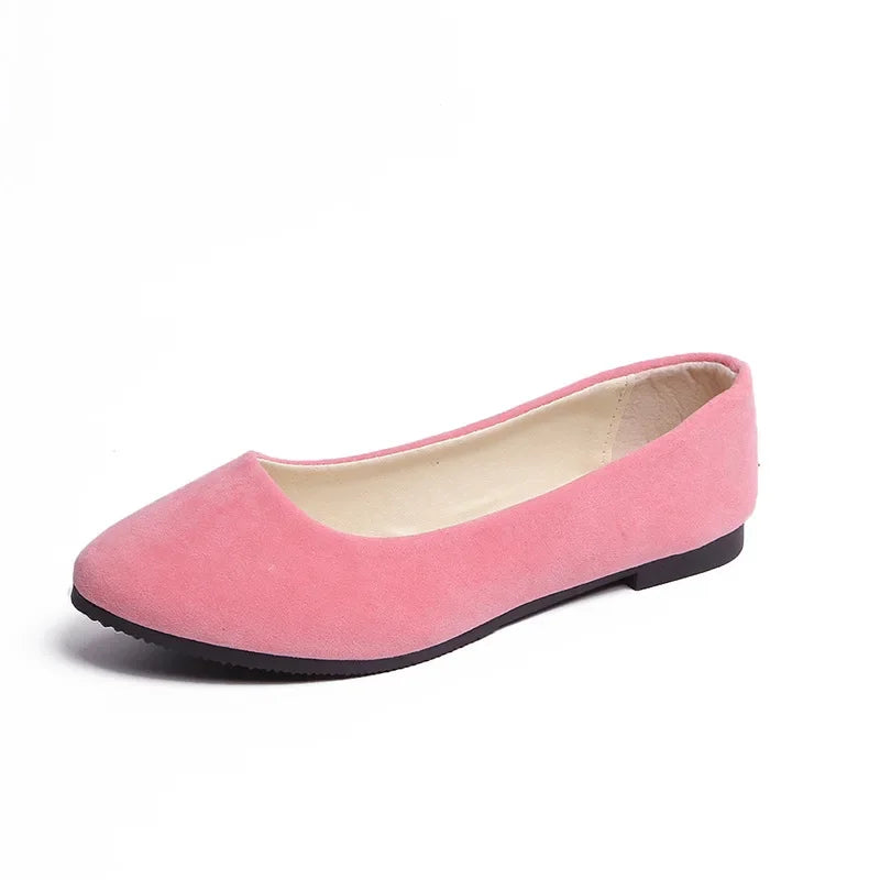 Chaussures plates en faux daim pour femmes, style mocassins noirs - 539