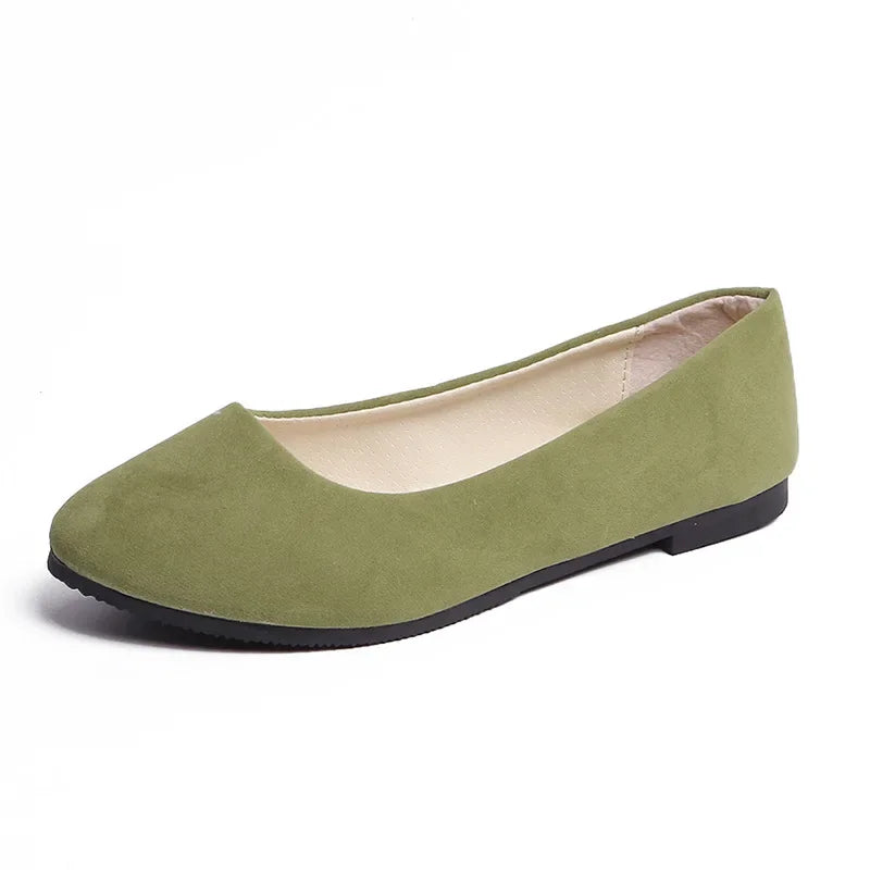 Chaussures plates en faux daim pour femmes, style mocassins noirs - 539