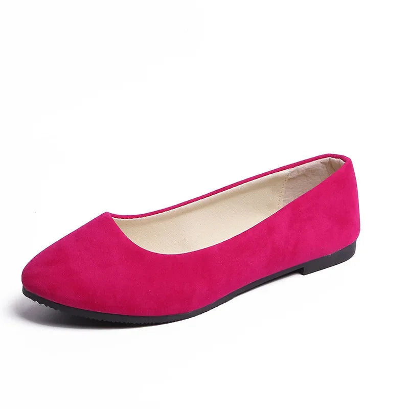 Chaussures plates en faux daim pour femmes, style mocassins noirs - 539