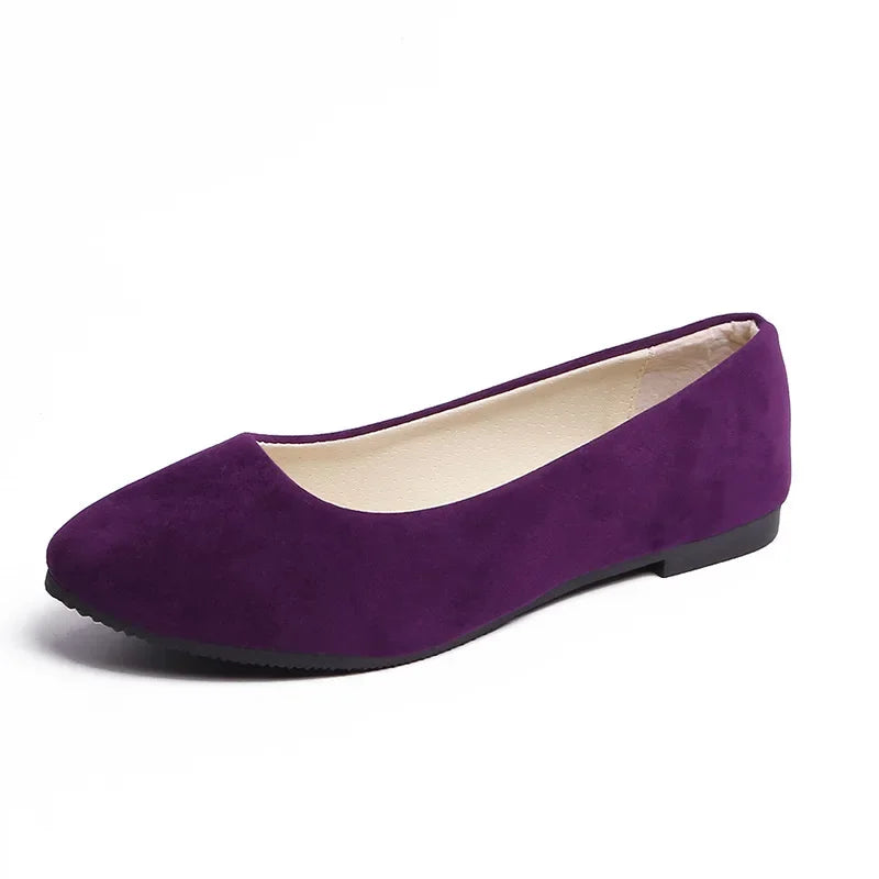 Chaussures plates en faux daim pour femmes, style mocassins noirs - 539