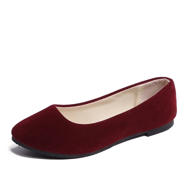 Chaussures plates en faux daim pour femmes, style mocassins noirs - 539