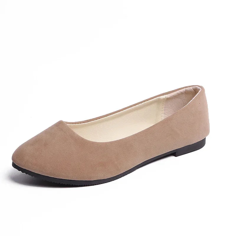 Chaussures plates en faux daim pour femmes, style mocassins noirs - 539