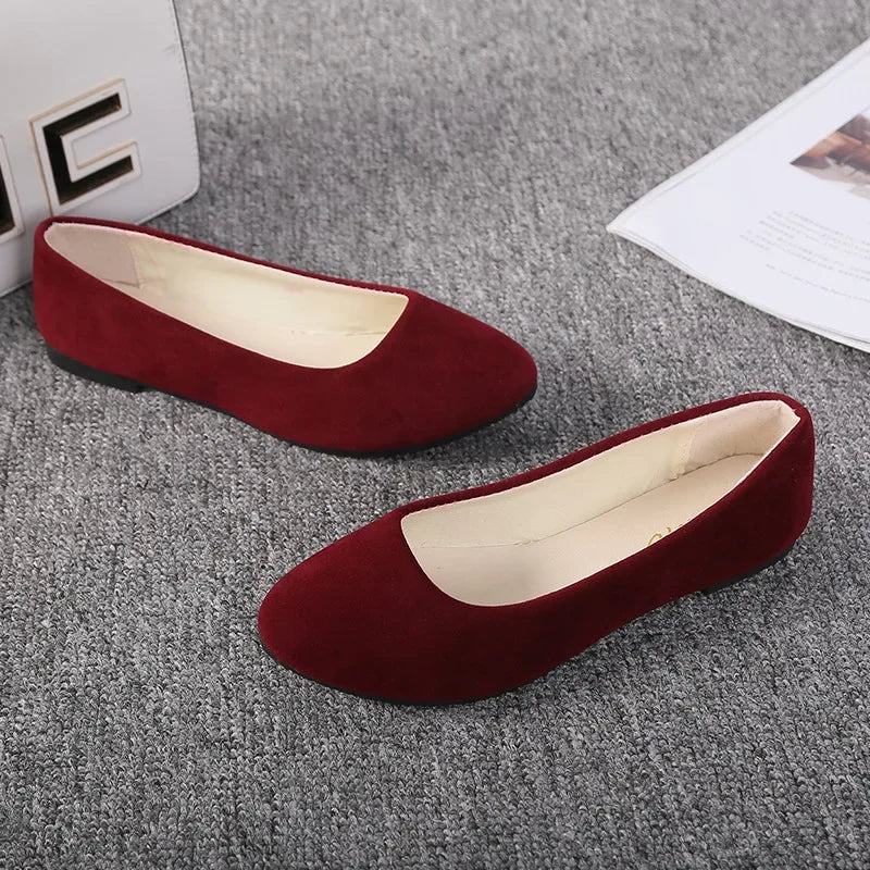 Chaussures plates en faux daim pour femmes, style mocassins noirs - 539