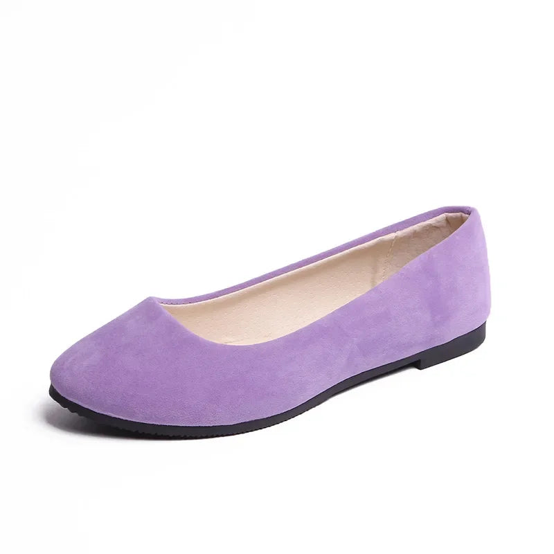 Chaussures plates en faux daim pour femmes, style mocassins noirs - 539