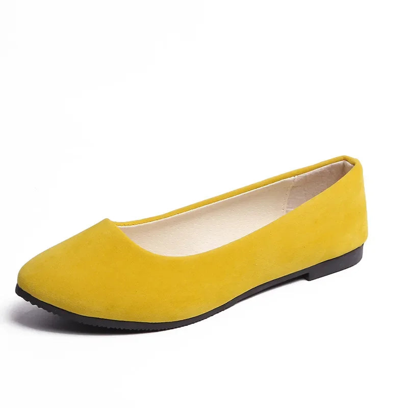 Chaussures plates en faux daim pour femmes, style mocassins noirs - 539