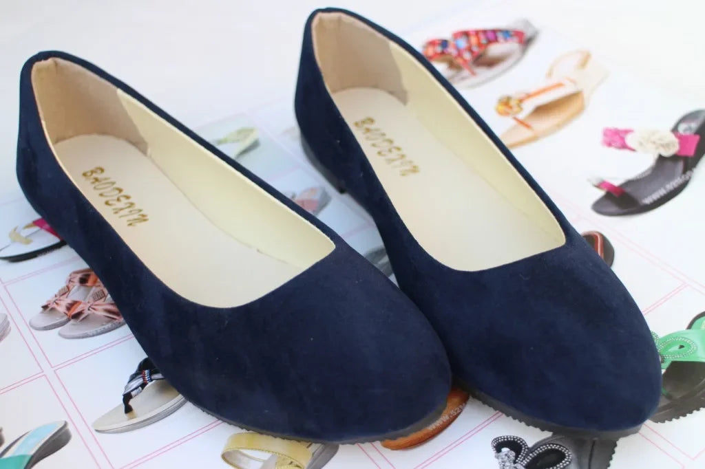 Chaussures plates en faux daim pour femmes, style mocassins noirs - 539