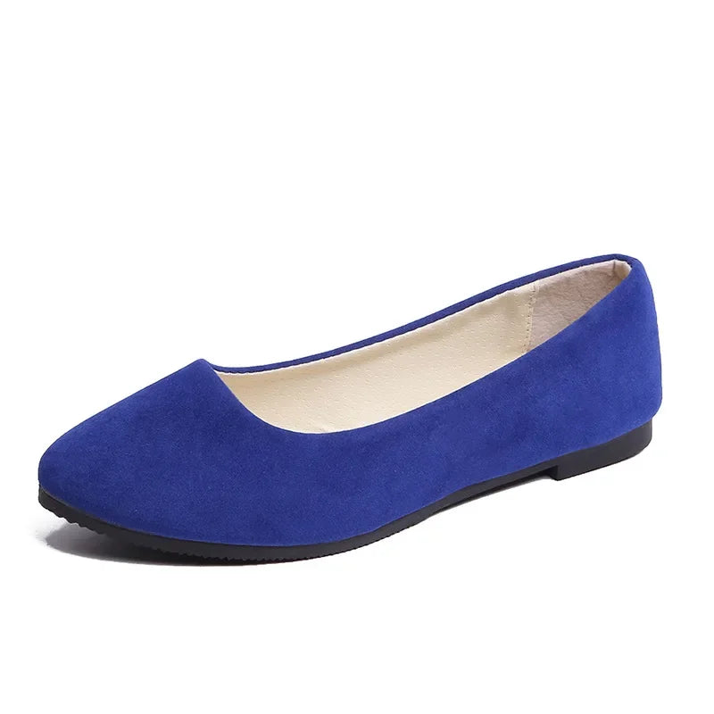 Chaussures plates en faux daim pour femmes, style mocassins noirs - 539