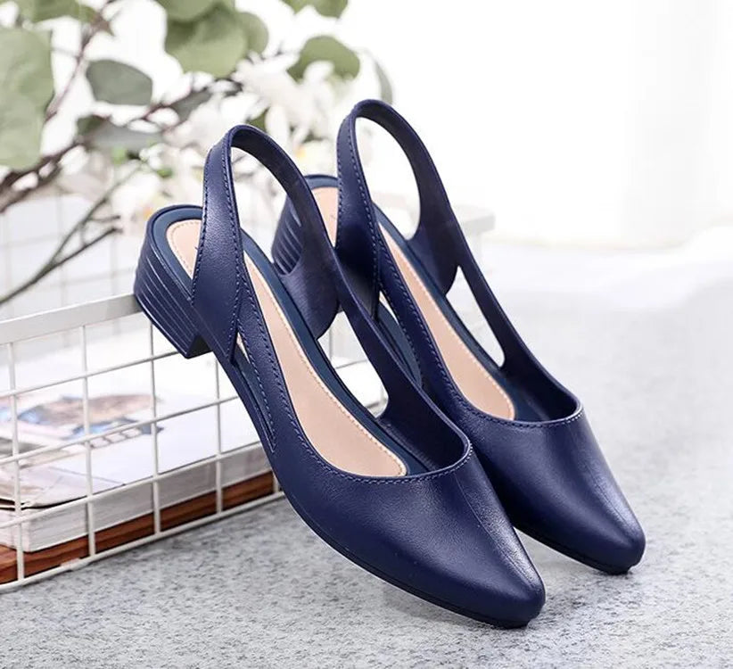 Escarpins talons carrés gelée noirs bleus mode fête été tendance