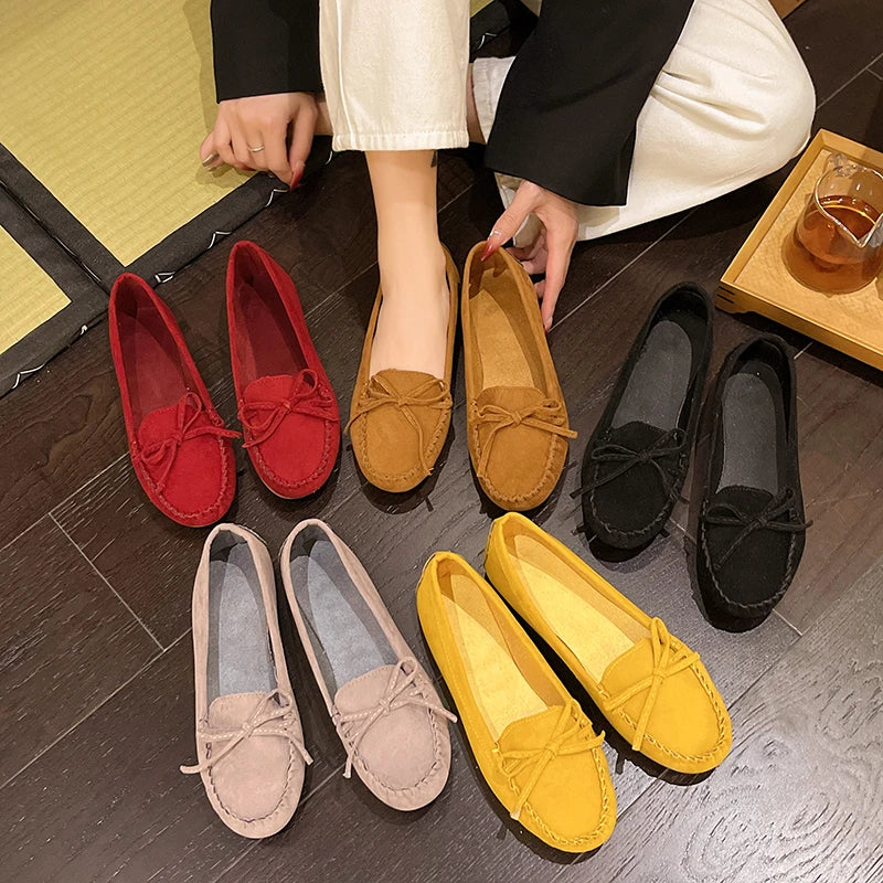 Mocassins Cuir Cachemire Femme Décontractés Grandes Tailles
