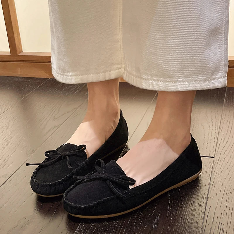 Mocassins Cuir Cachemire Femme Décontractés Grandes Tailles