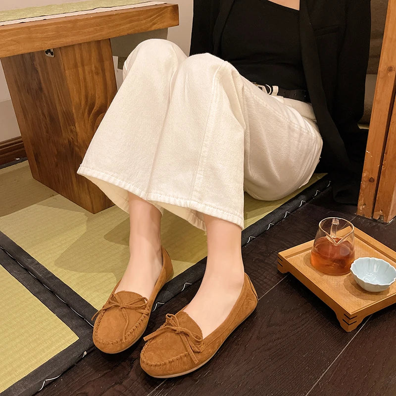 Mocassins Cuir Cachemire Femme Décontractés Grandes Tailles