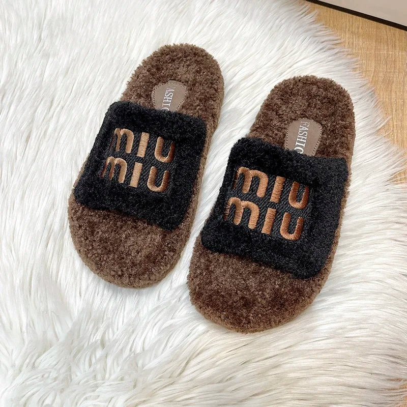 Chaussons Velours Femme Confortables, Style Décontracté