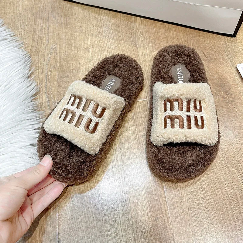 Chaussons Velours Femme Confortables, Style Décontracté