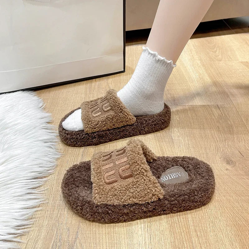 Chaussons Velours Femme Confortables, Style Décontracté