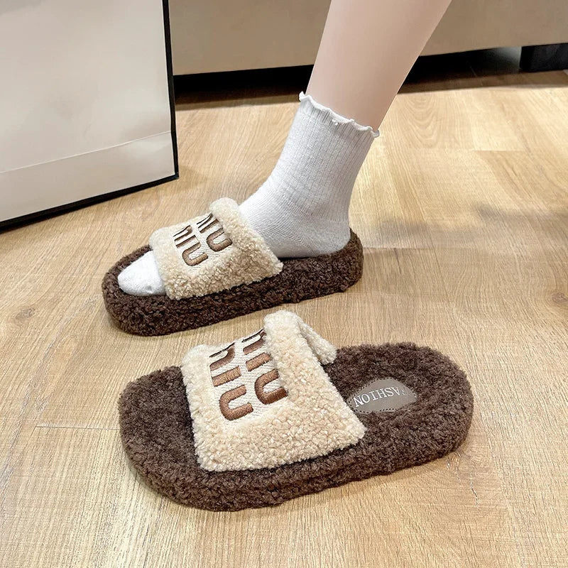 Chaussons Velours Femme Confortables, Style Décontracté