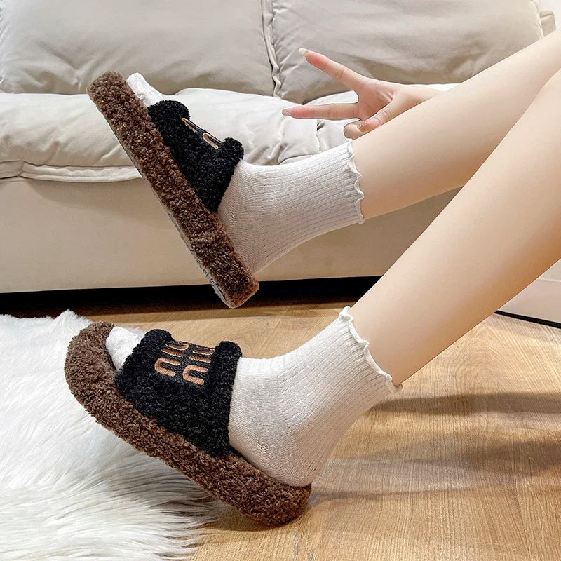 Chaussons Velours Femme Confortables, Style Décontracté
