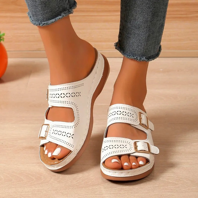 Pantoufles compensées Orth4WD pour femmes : style rétro et confort estival