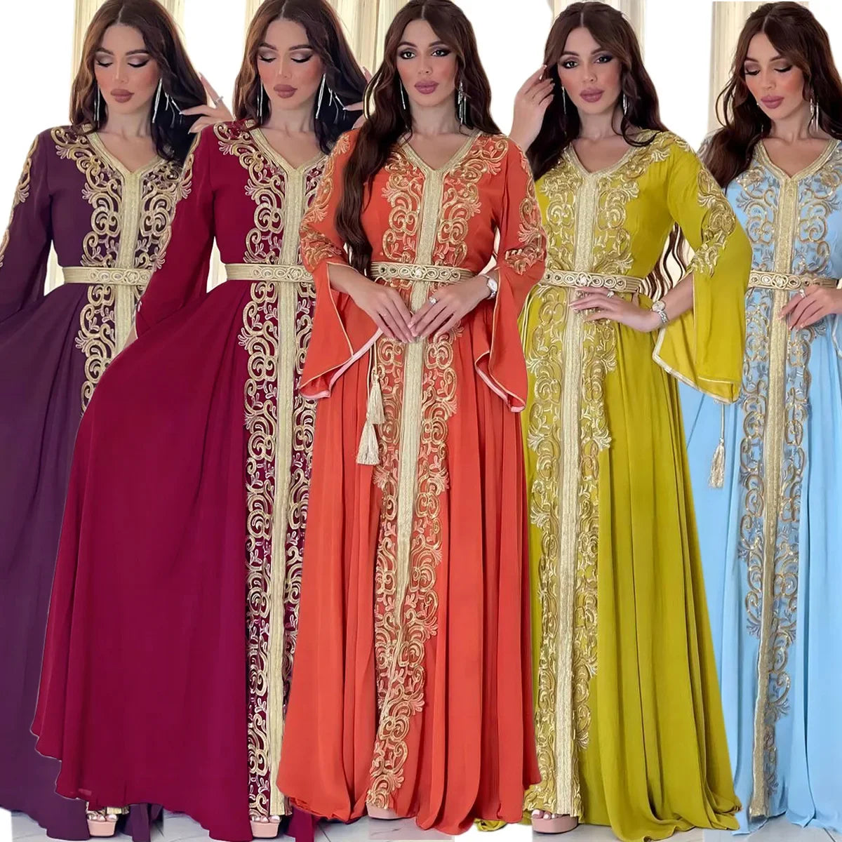 Robe de soirée musulmane Eid pour femmes - Abaya brodée et élégante