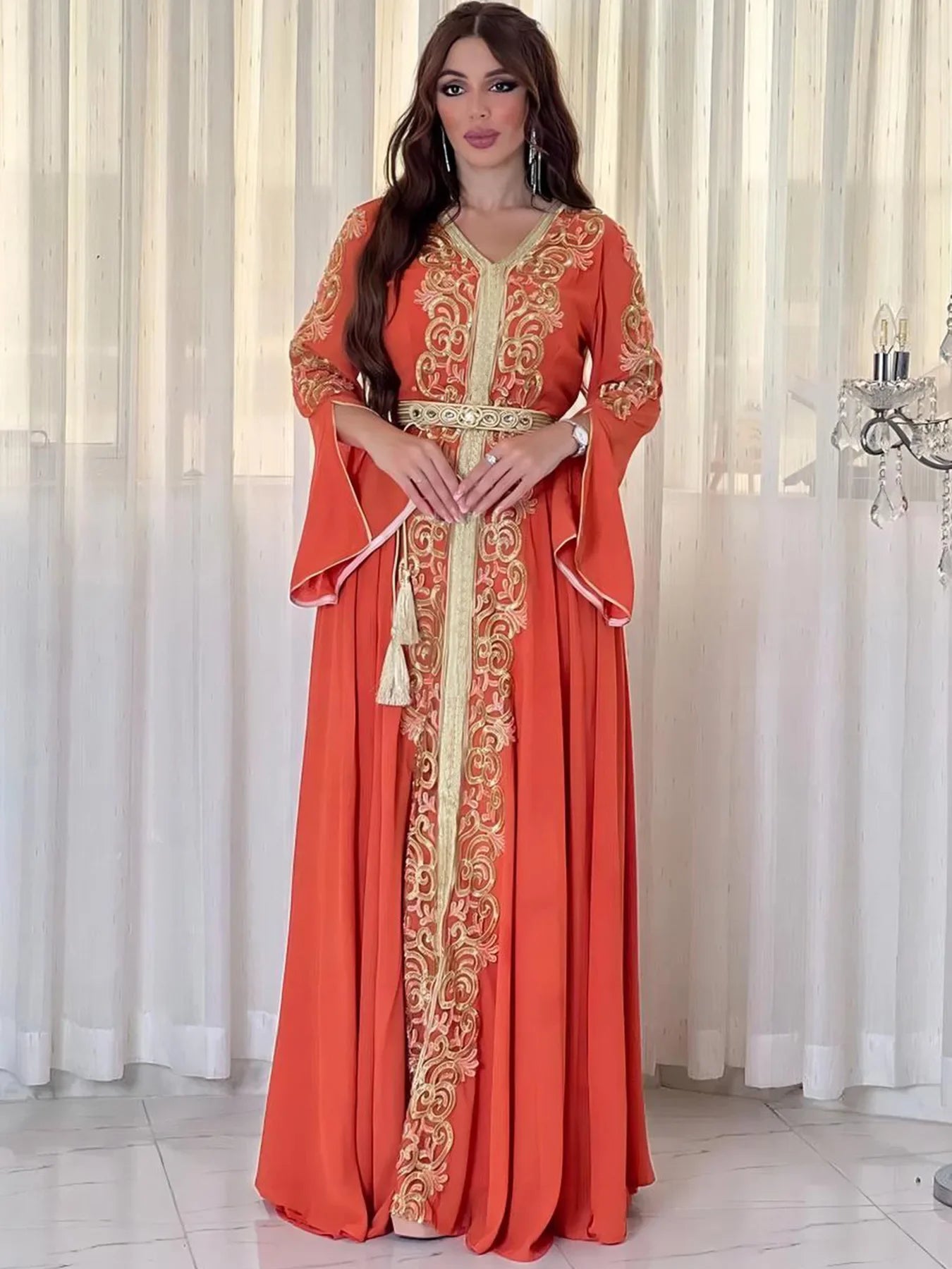 Robe de soirée musulmane Eid pour femmes - Abaya brodée et élégante