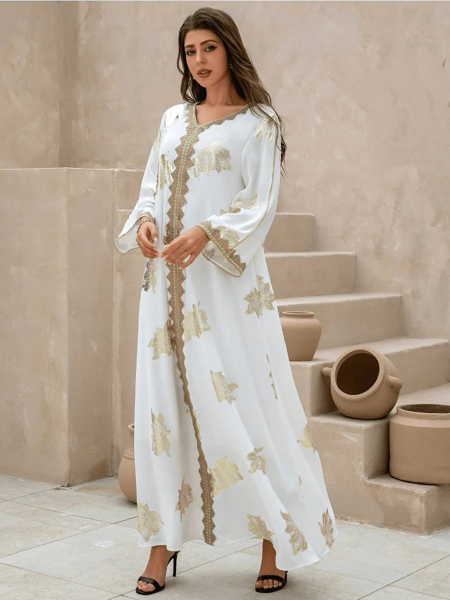 Robe de soirée musulmane avec col en V: Abaya, Jalabiya, Kaftan