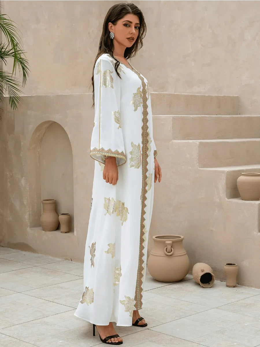 Robe de soirée musulmane avec col en V: Abaya, Jalabiya, Kaftan