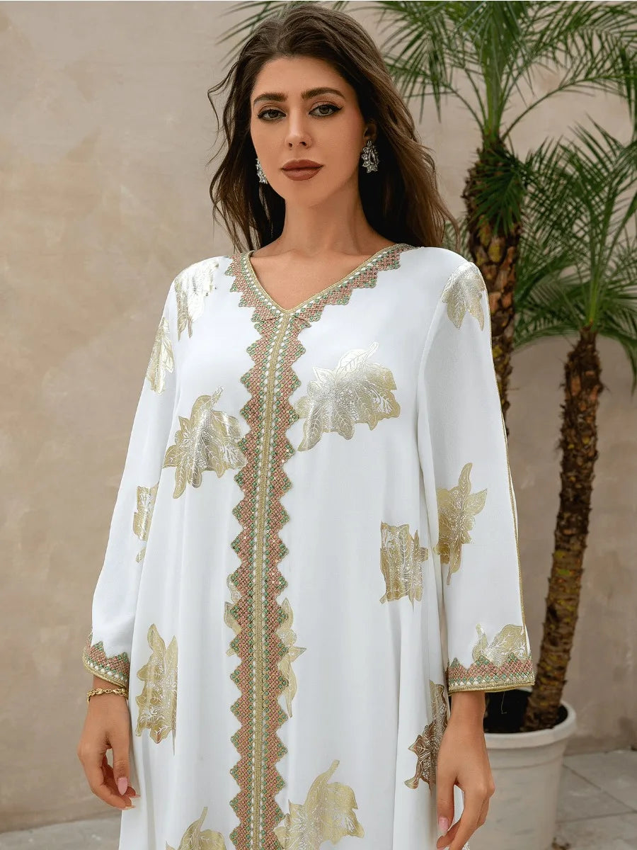 Robe de soirée musulmane avec col en V: Abaya, Jalabiya, Kaftan