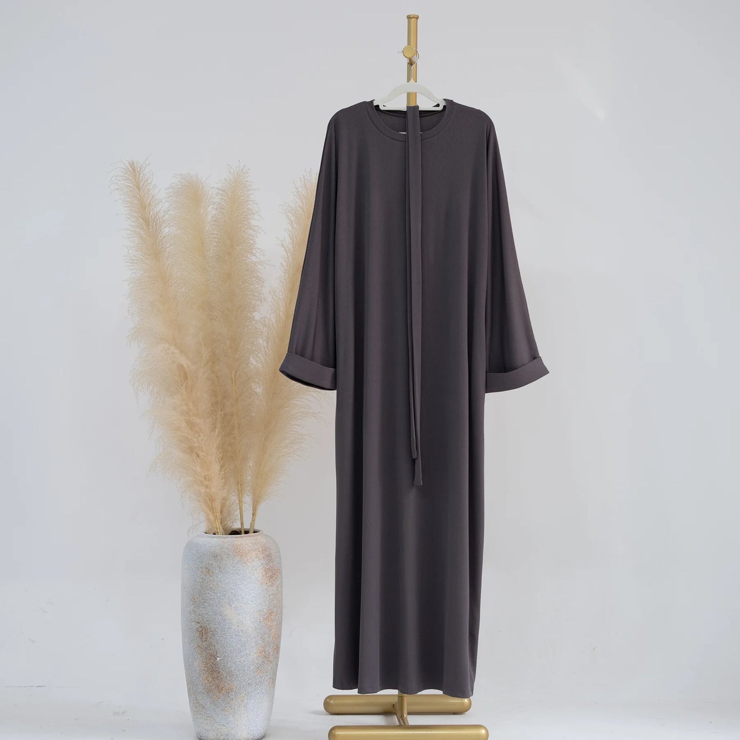 Robe musulmane décontractée avec ceinture pour femme, robe Jalabiyat: confort saoudien, turc, automne, hiver