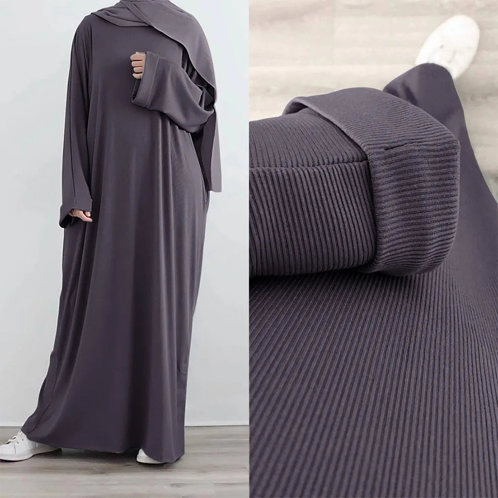 Robe musulmane décontractée avec ceinture pour femme, robe Jalabiyat: confort saoudien, turc, automne, hiver