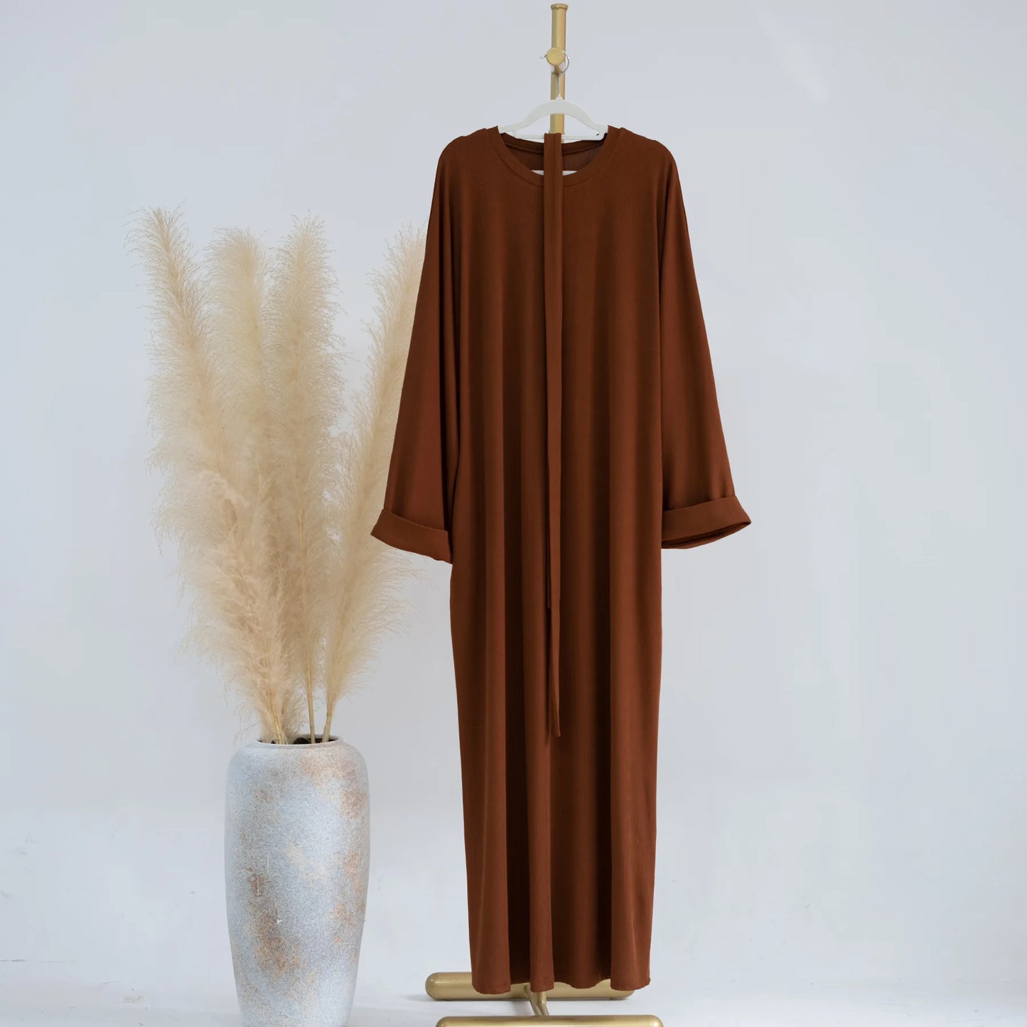 Robe musulmane décontractée avec ceinture pour femme, robe Jalabiyat: confort saoudien, turc, automne, hiver
