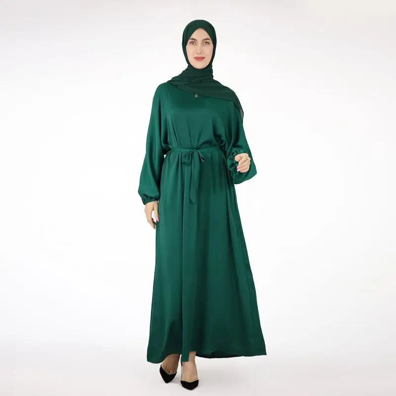 Robe Ceinturée en Satin pour Femmes Modestes – Élégance et Dévotion