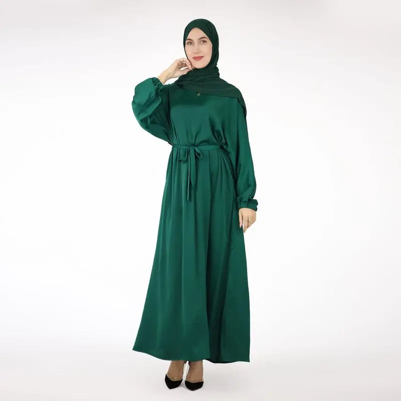 Robe Ceinturée en Satin pour Femmes Modestes – Élégance et Dévotion