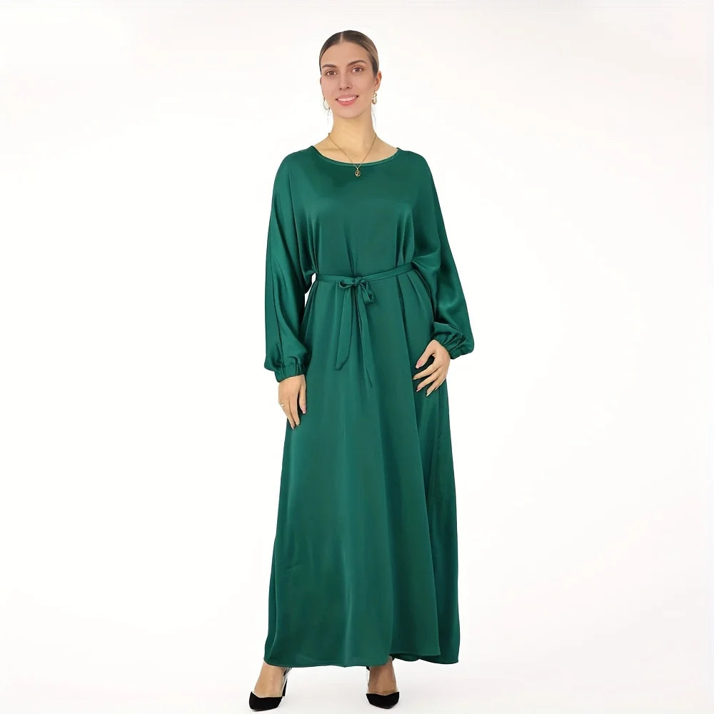 Robe Ceinturée en Satin pour Femmes Modestes – Élégance et Dévotion