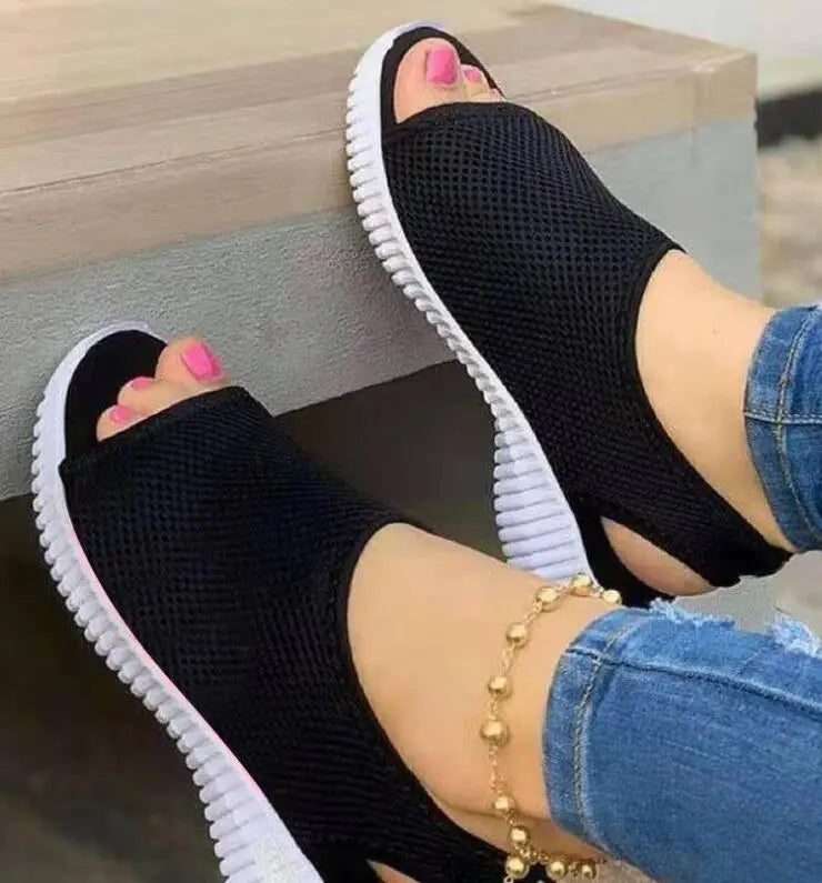 Sandales à plateforme en maille pour femmes, style décontracté et léger