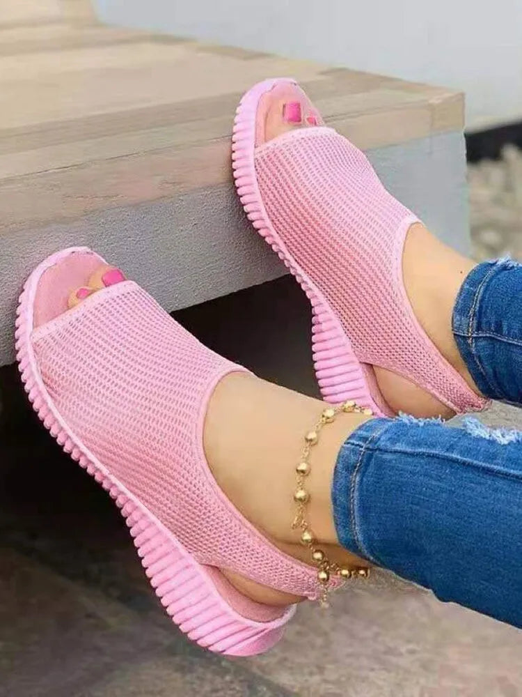 Sandales à plateforme en maille pour femmes, style décontracté et léger