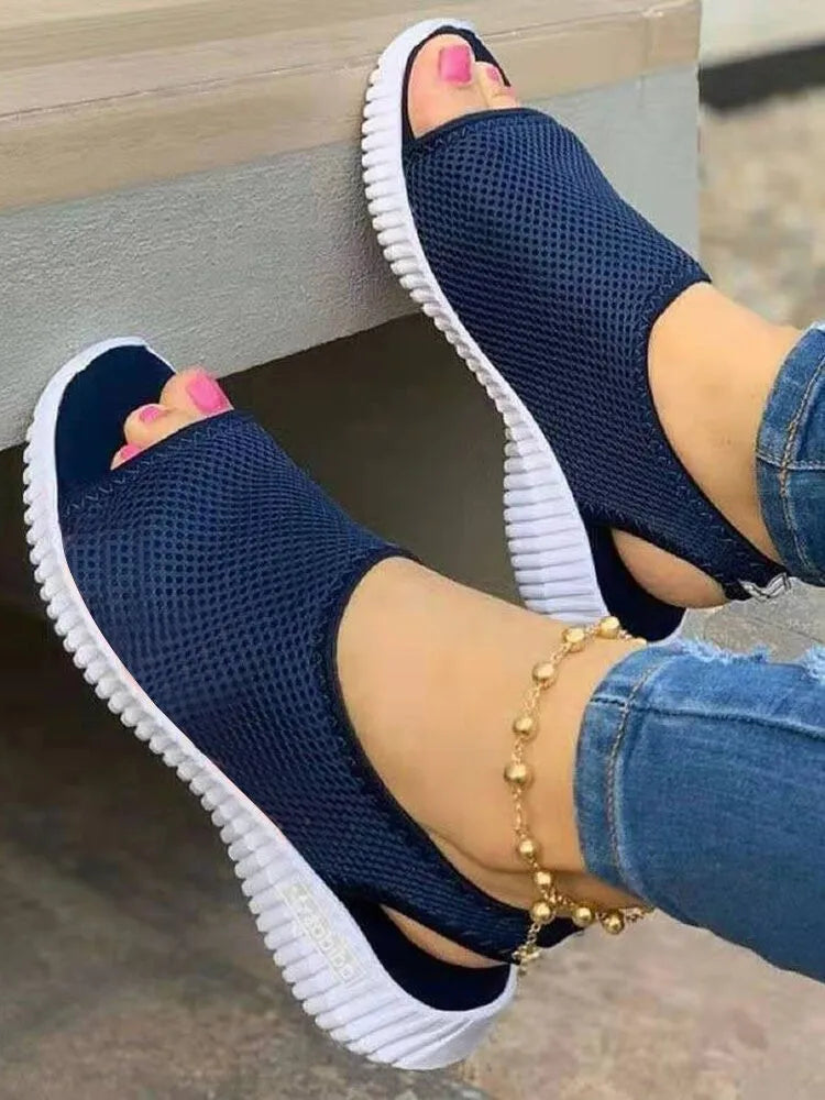 Sandales à plateforme en maille pour femmes, style décontracté et léger