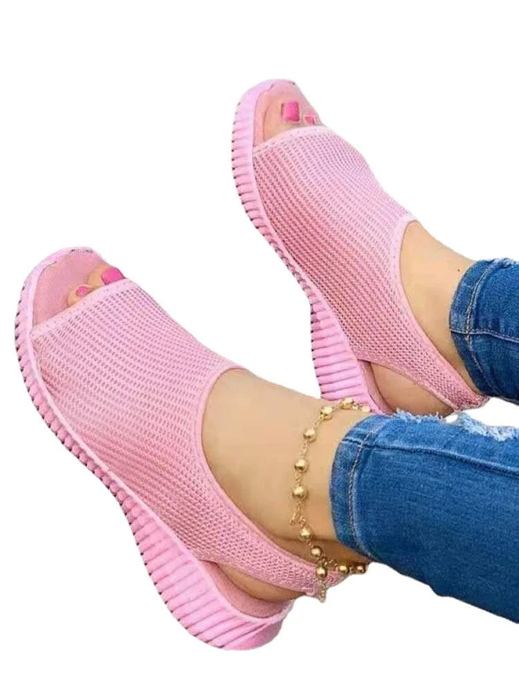 Sandales à plateforme en maille pour femmes, style décontracté et léger