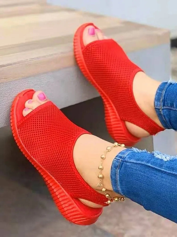 Sandales à plateforme en maille pour femmes, style décontracté et léger