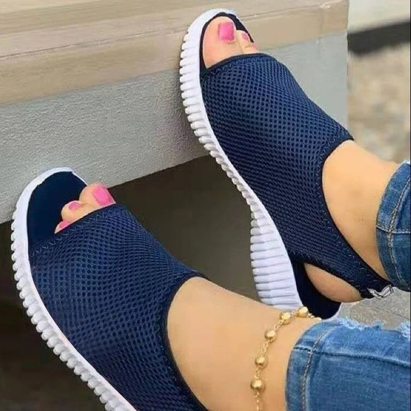 Sandales à plateforme en maille pour femmes, style décontracté et léger