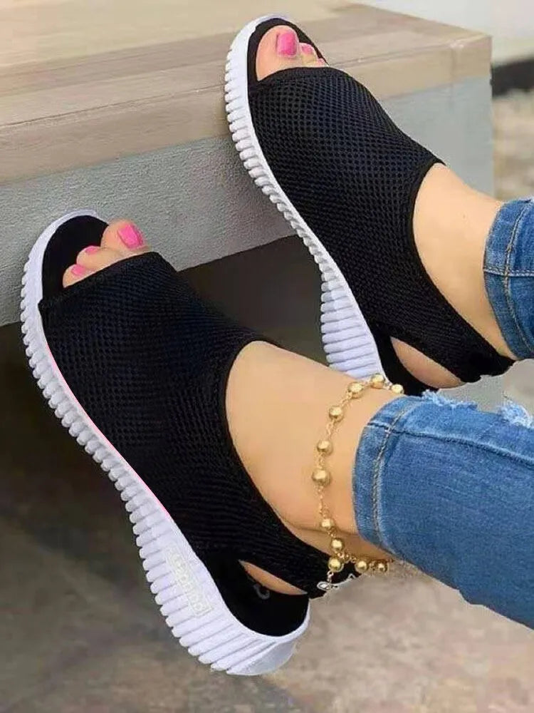 Sandales à plateforme en maille pour femmes, style décontracté et léger