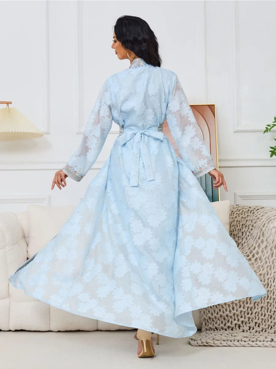 Robe de Fête pour l'Aïd pour Femmes - Ensemble Abaya avec Robe Intérieure pour l'Aïd Arabes