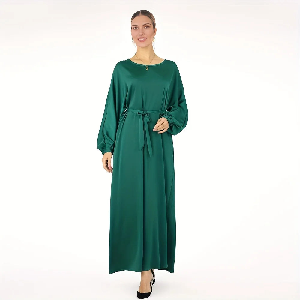 Robe Ceinturée en Satin pour Femmes Modestes – Élégance et Dévotion