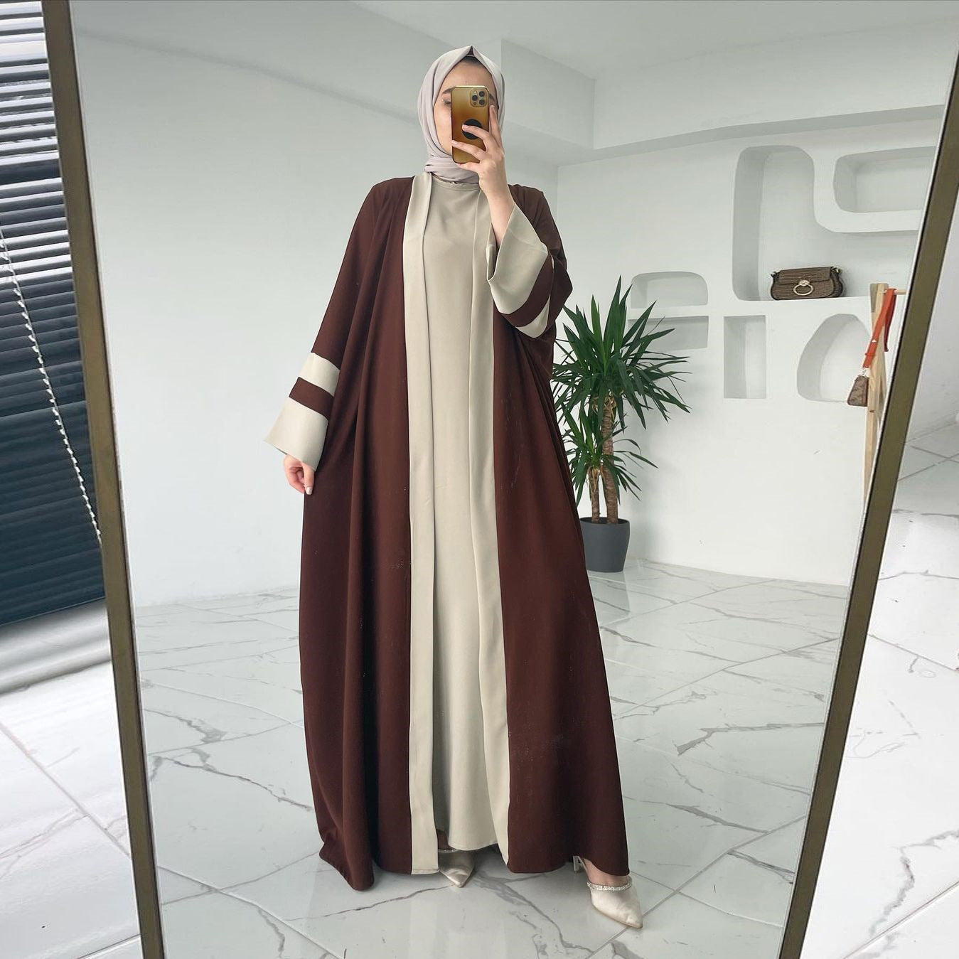 Ensemble Abaya Deux-pièces Longue pour Femmes Musulmanes