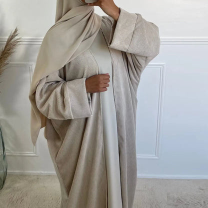 Abaya en velours côtelé pour femmes musulmanes, tenue hiver 2024