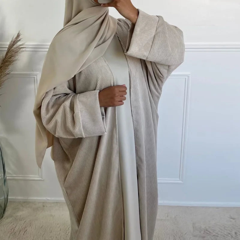 Abaya en velours côtelé pour femmes musulmanes, tenue hiver 2024