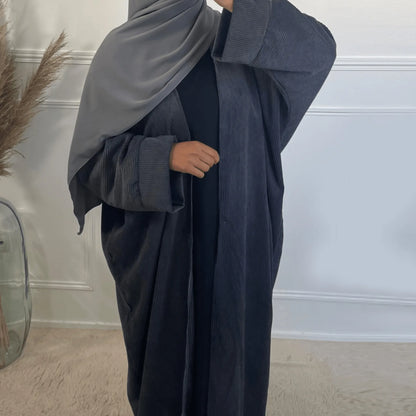 Abaya en velours côtelé pour femmes musulmanes, tenue hiver 2024