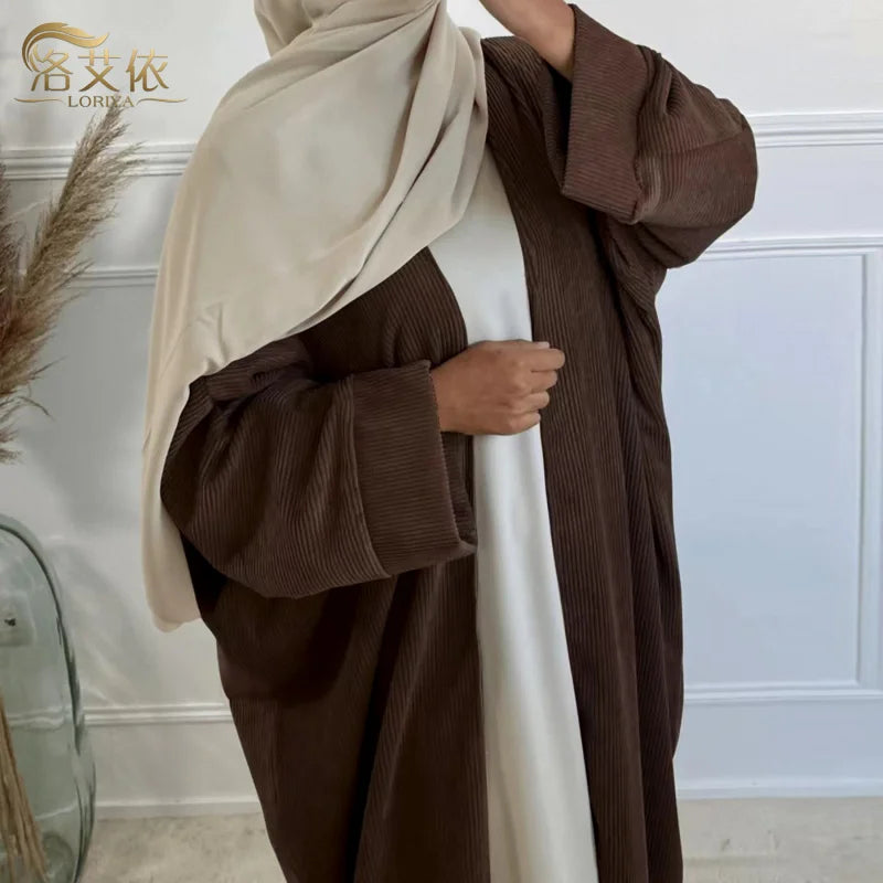 Abaya en velours côtelé pour femmes musulmanes, tenue hiver 2024