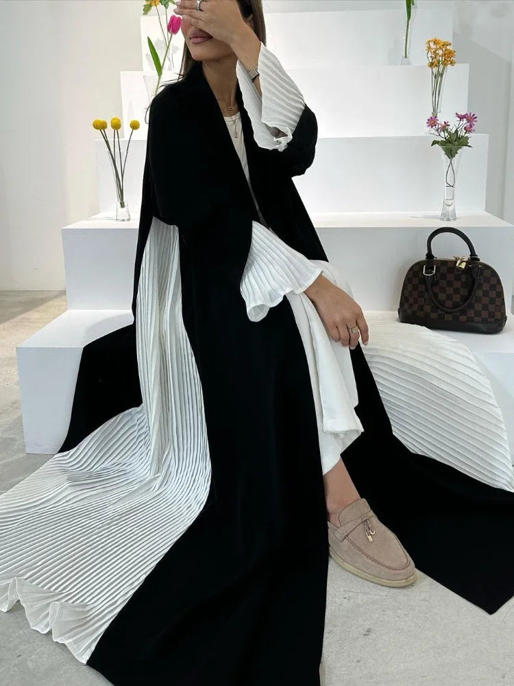 Robe de fête musulmane 2024 : Abaya plissée Eid Dubai Shopify
