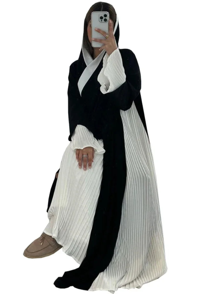 Robe de fête musulmane 2024 : Abaya plissée Eid Dubai Shopify